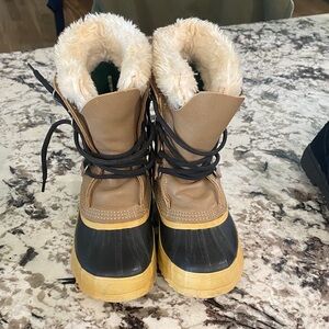 Sorel Tan and Black Winter Boots